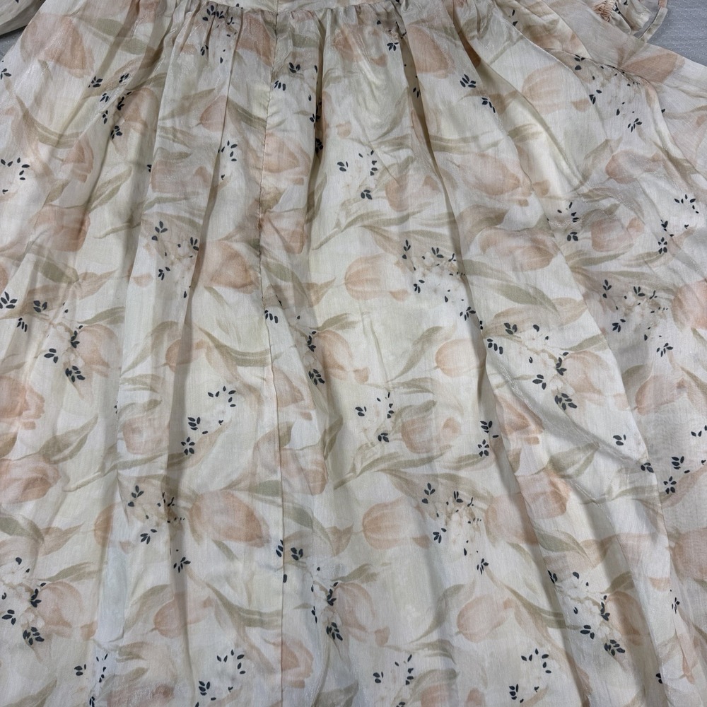 Storia Floral Puff Sleeve Maxi Dress Womens Large Lined Square Neck Cottagecore - Picture 13 of 16